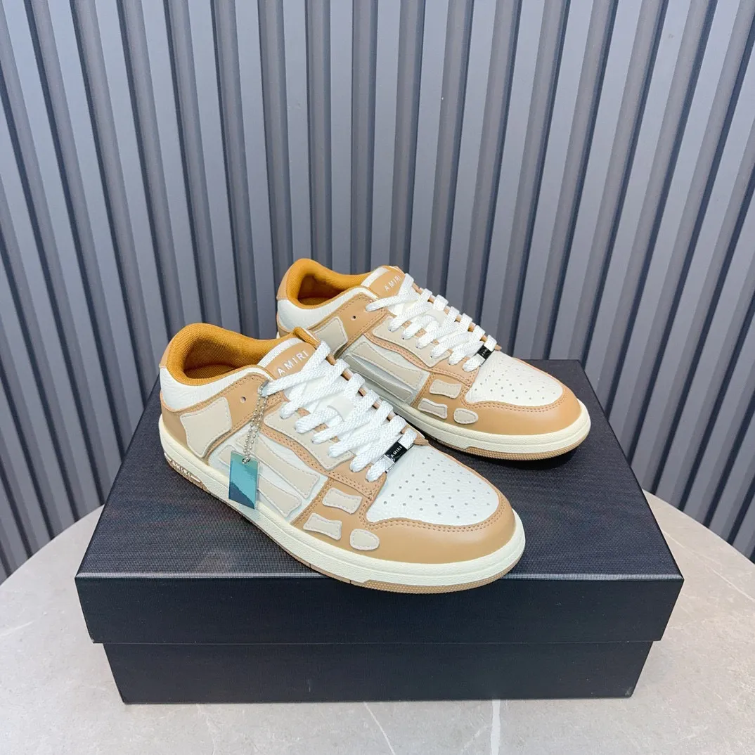 Men's men's shoes 💰600 AMIRI high street sneakers with bone sports shoes, toe layer cowhide upper, upper side bones, hand-stitched, good three-dimensional effect, customized metal LOGO, size 38-45 46